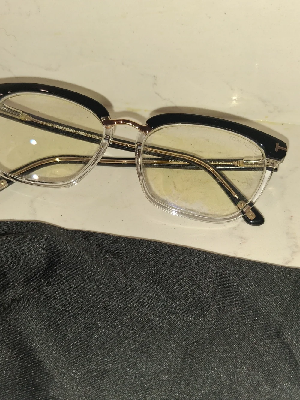 Tom Ford Women's Clear & Black Square Optical Glasses